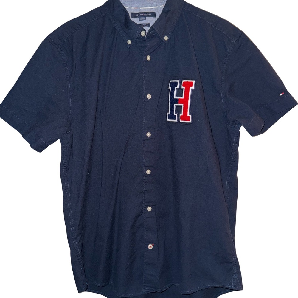 Tommy Hilfiger Dark Blue Casual Shirt with Red Accent